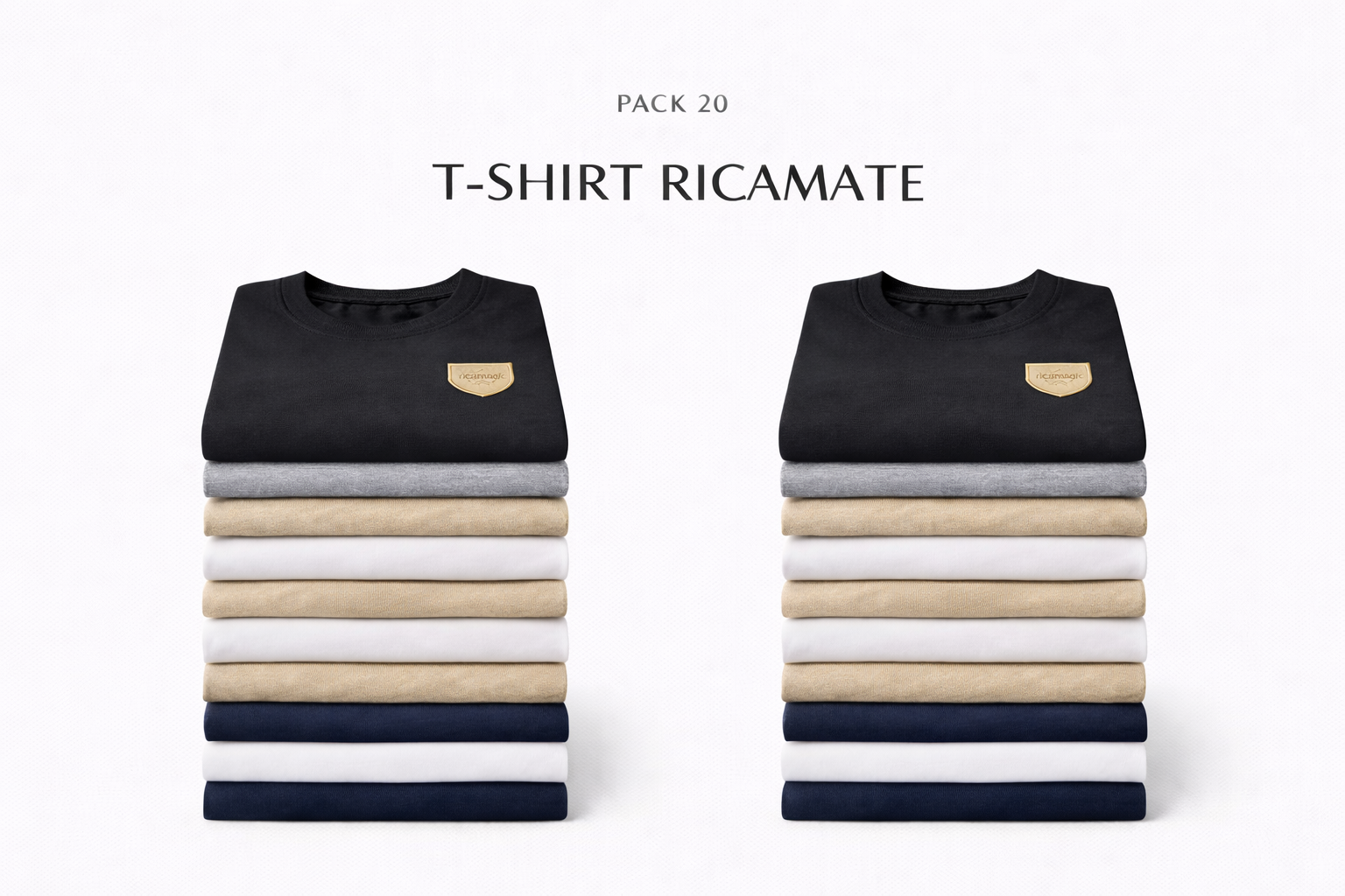IVA COMPRESA Pack 20 T-shirt con Logo Ricamato