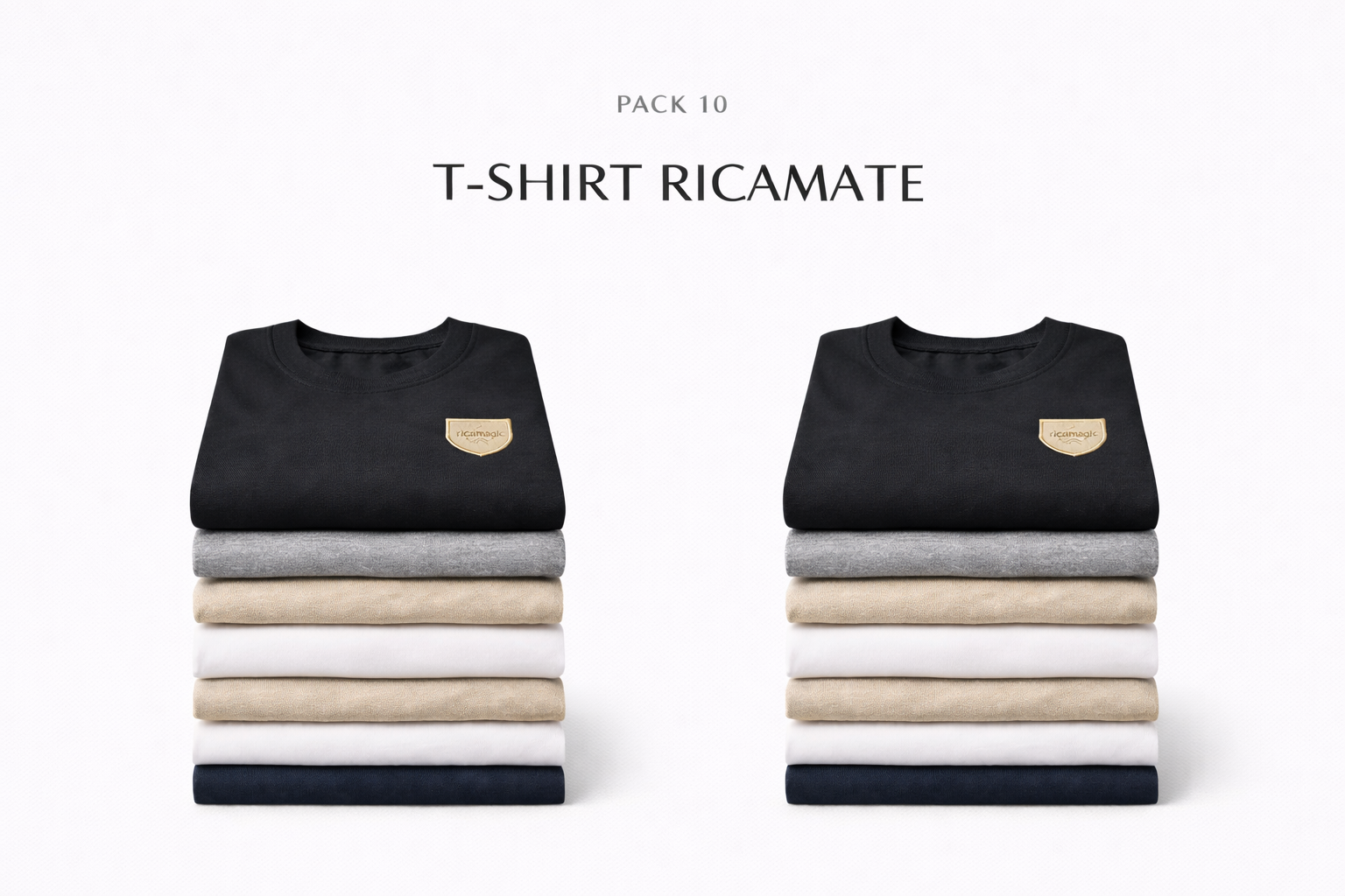 IVA COMPRESA Pack 10 T-shirt con Logo Ricamato