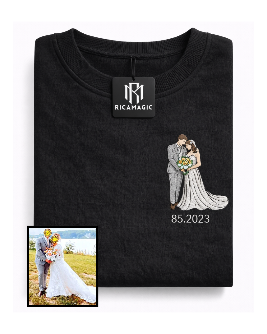 SUDADERA UNISEX DE CUELLO REDONDO CON RETRATO COMPLETO PERSONALIZADO