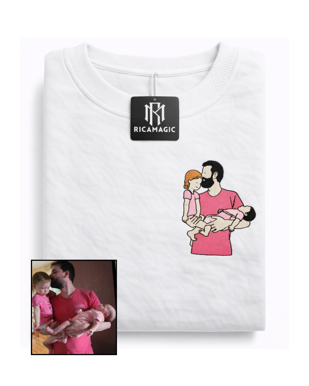 SUDADERA UNISEX DE CUELLO REDONDO CON RETRATO COMPLETO PERSONALIZADO