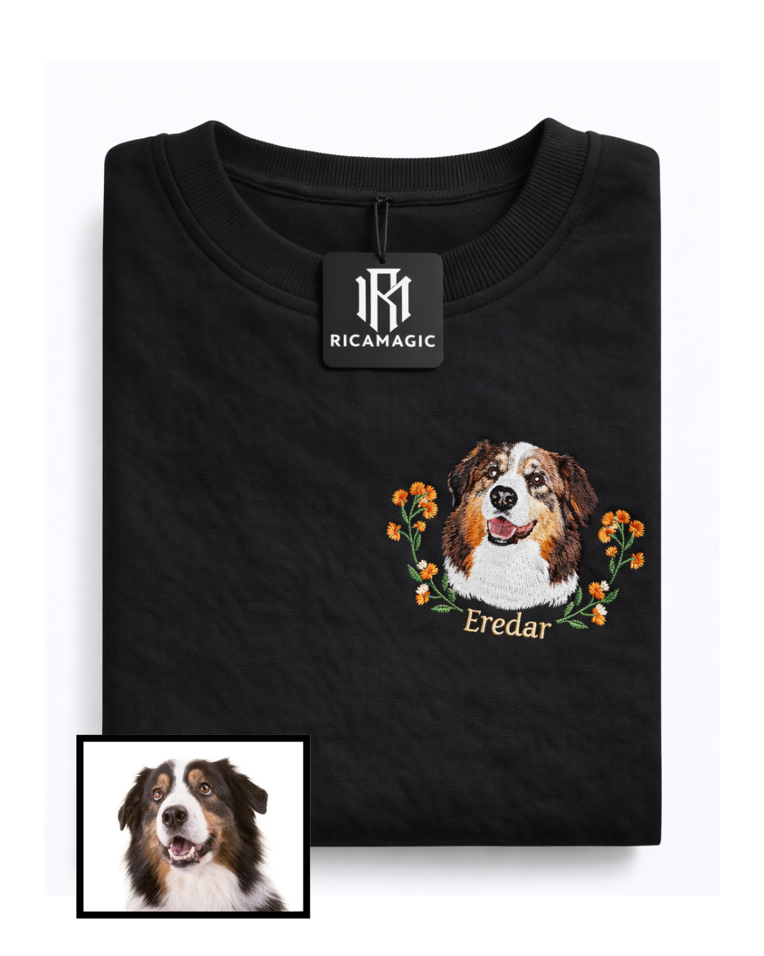 SUDADERA UNISEX DE CUELLO REDONDO CON RETRATO DE MASCOTA