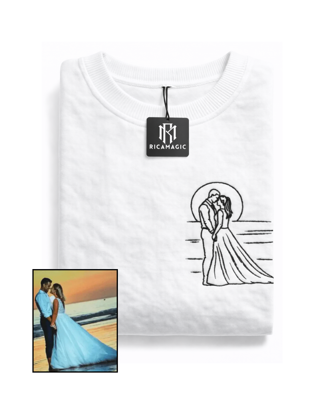 FELPA GIRO COLLO UNISEX RICAMO STILIZZATO