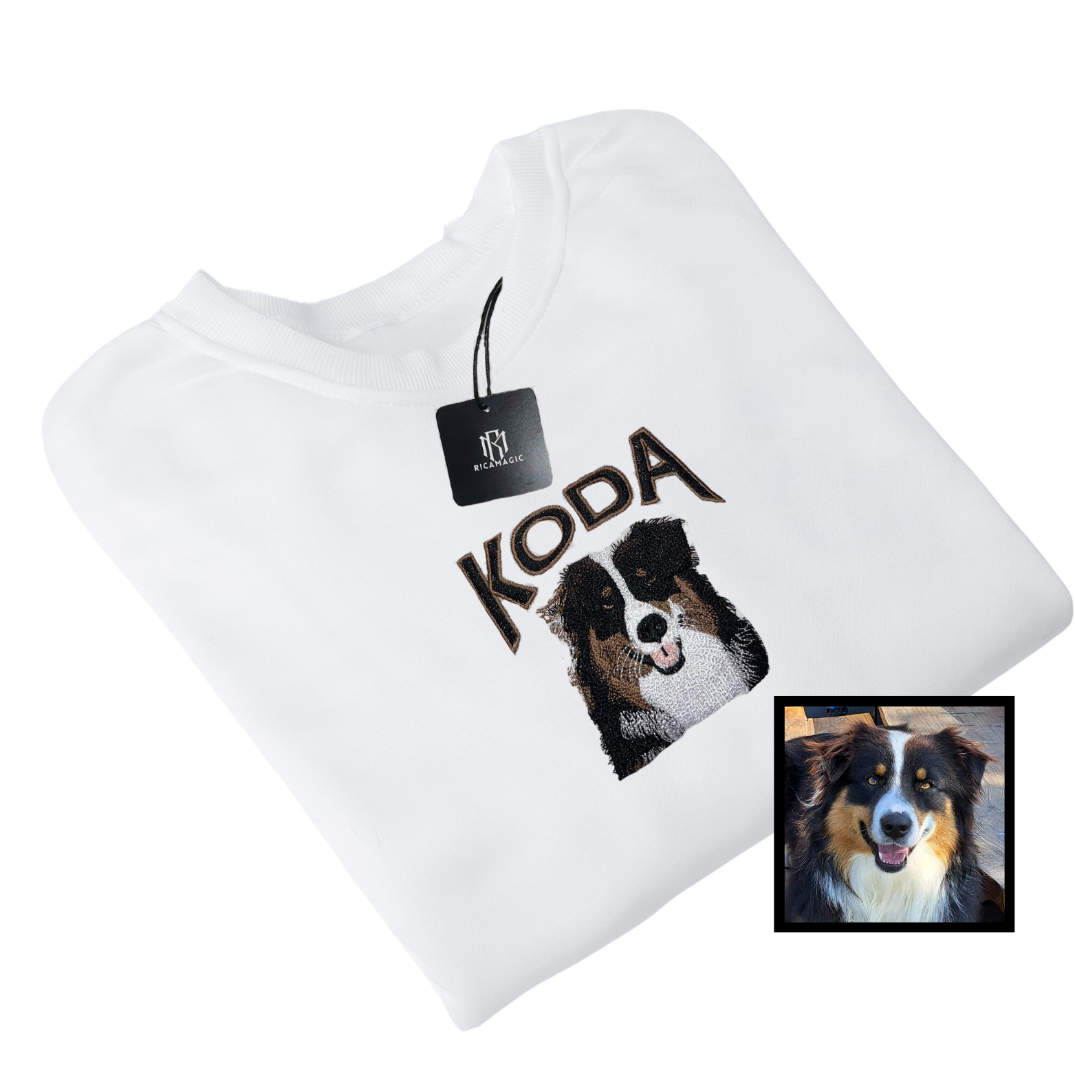 SUDADERA UNISEX DE CUELLO REDONDO CON RETRATO DE MASCOTA