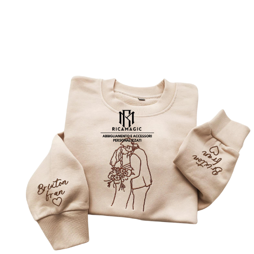 SUDADERA UNISEX DE CUELLO REDONDO CON BORDADO ESTILIZADO