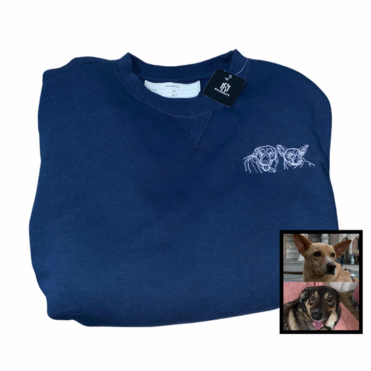 SUDADERA UNISEX DE CUELLO REDONDO CON BORDADO ESTILIZADO