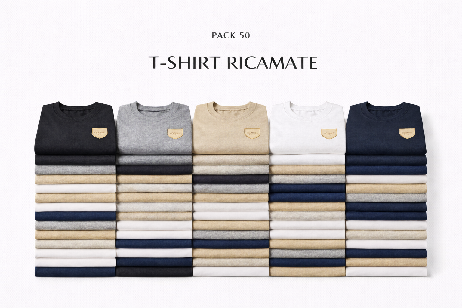 Pack 50 T-shirt con Logo Ricamato
