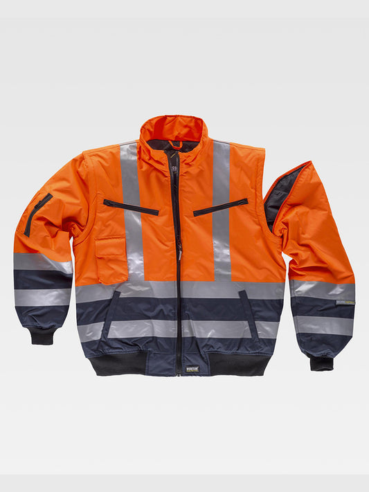 Warnschutzjacke mit abnehmbaren Ärmeln
