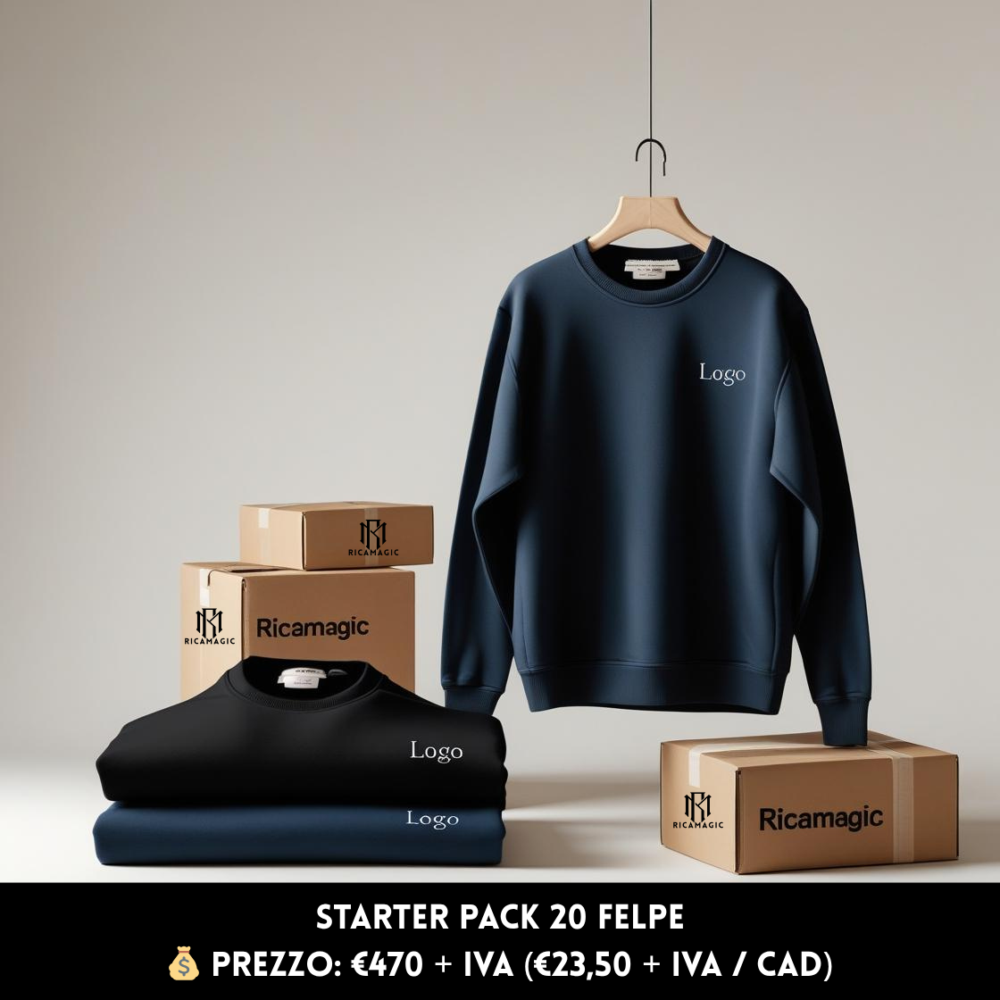 TEAM PACK 20 Felpe da lavoro personalizzate con logo ricamato