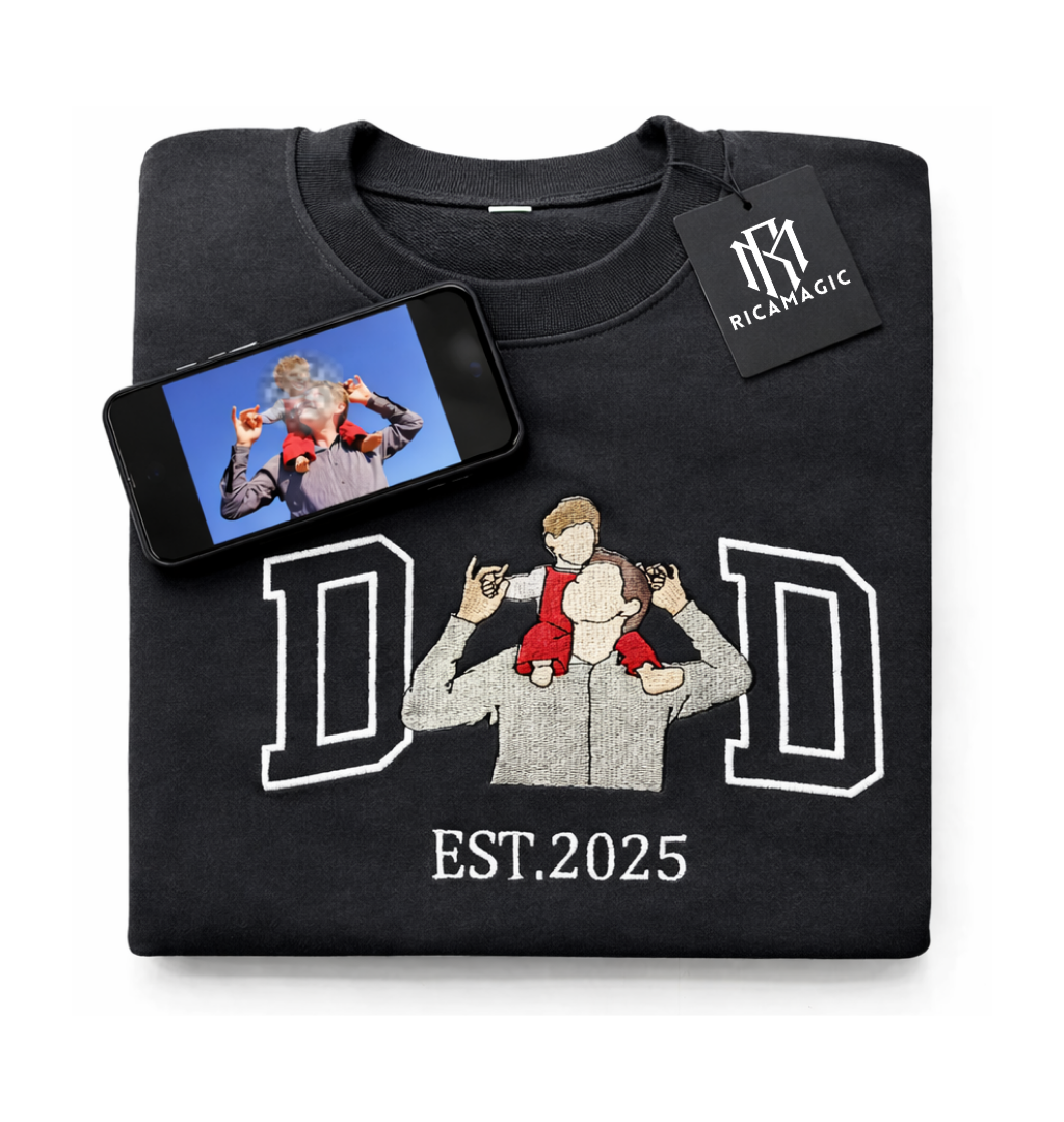 Felpa Ricamata “DAD” – Trasforma una Foto in un Ricordo