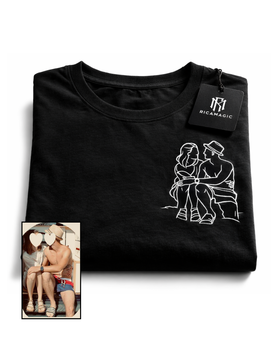 T SHIRT MANICHE CORTE GIRO COLLO RICAMO STILIZZATO