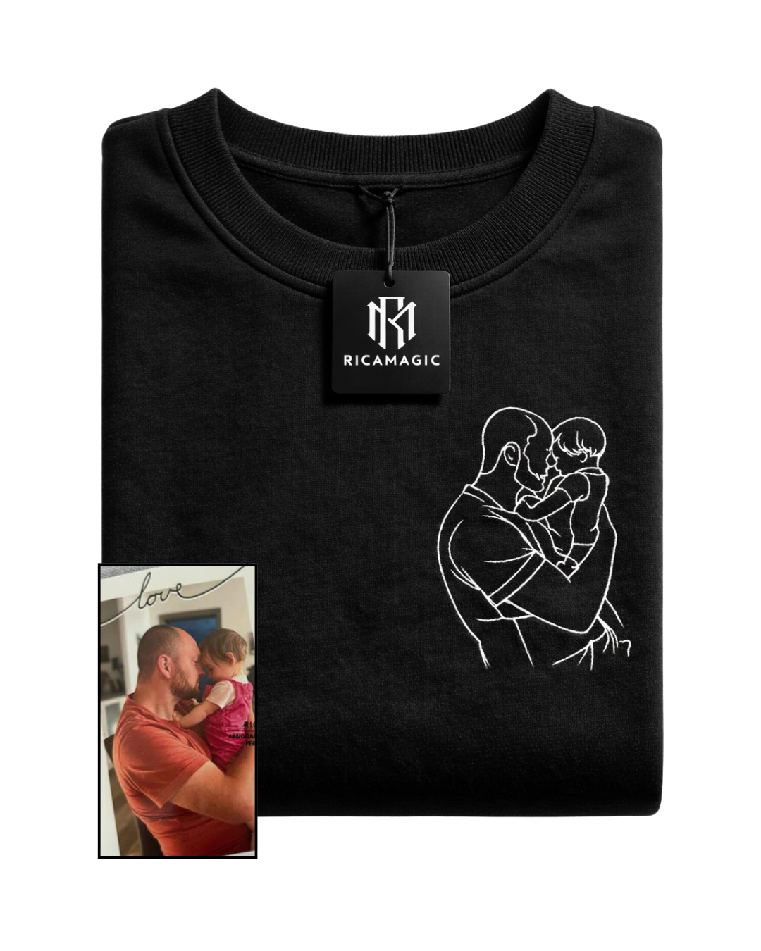 FELPA GIRO COLLO UNISEX RICAMO STILIZZATO