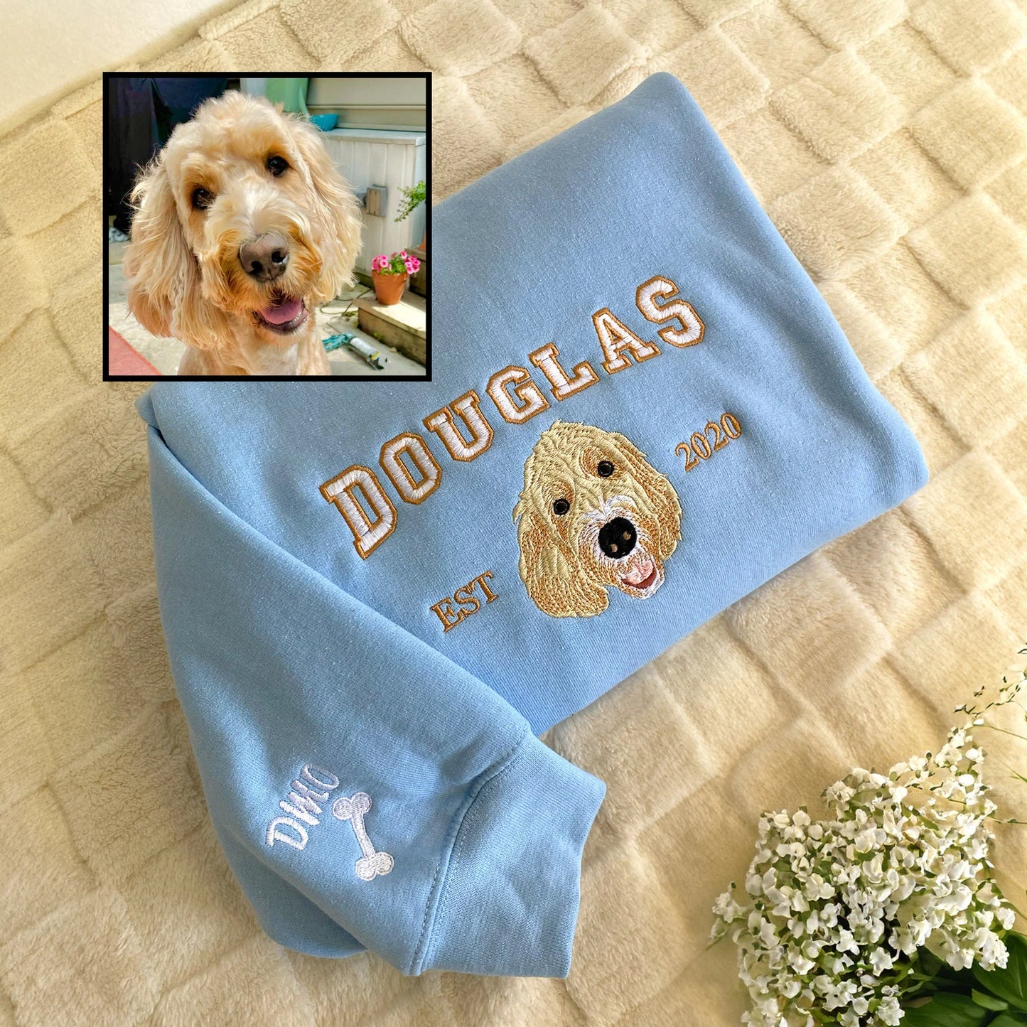 SUDADERA UNISEX DE CUELLO REDONDO CON RETRATO DE MASCOTA
