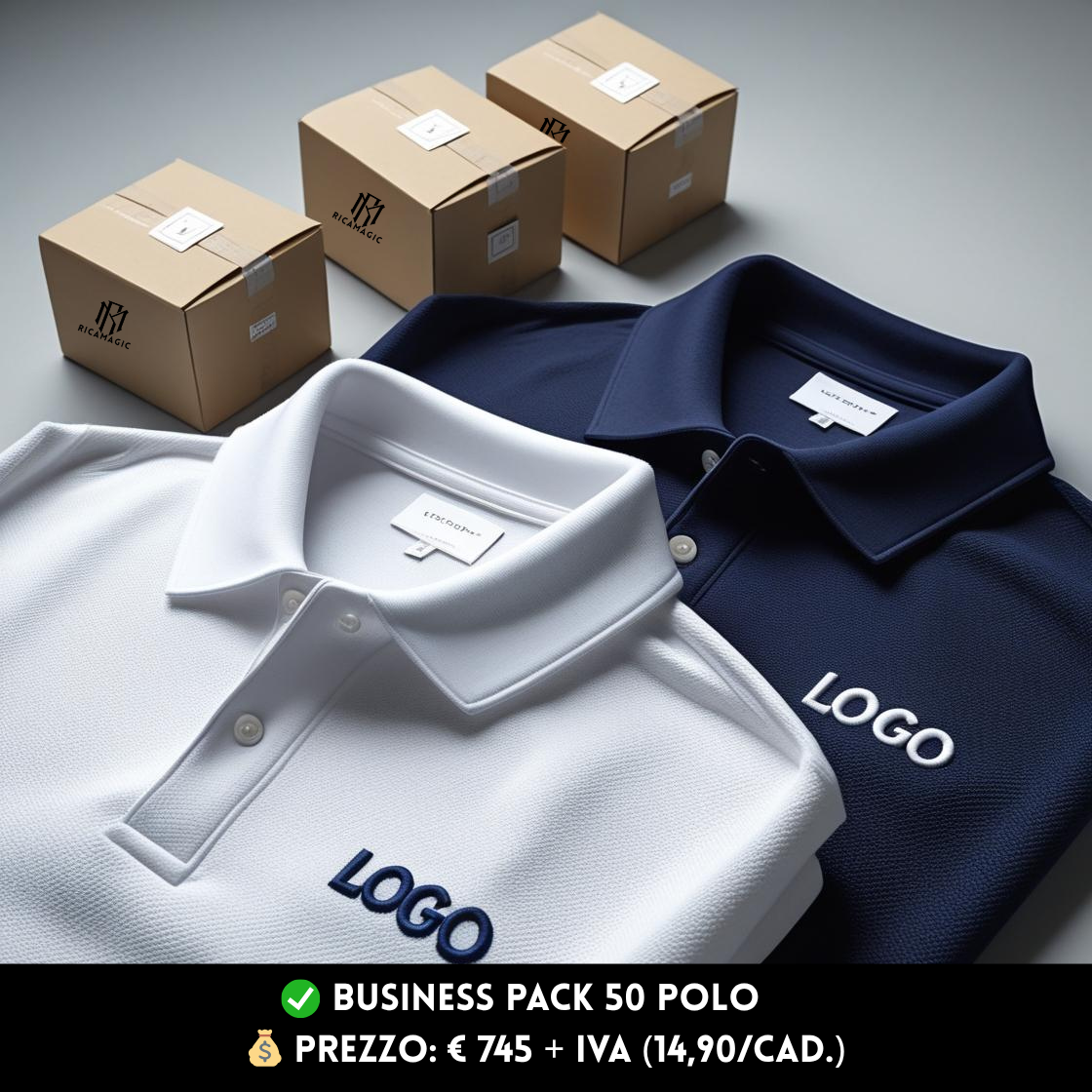 BUSINESS PACK 50 Polo da lavoro personalizzate con logo ricamato