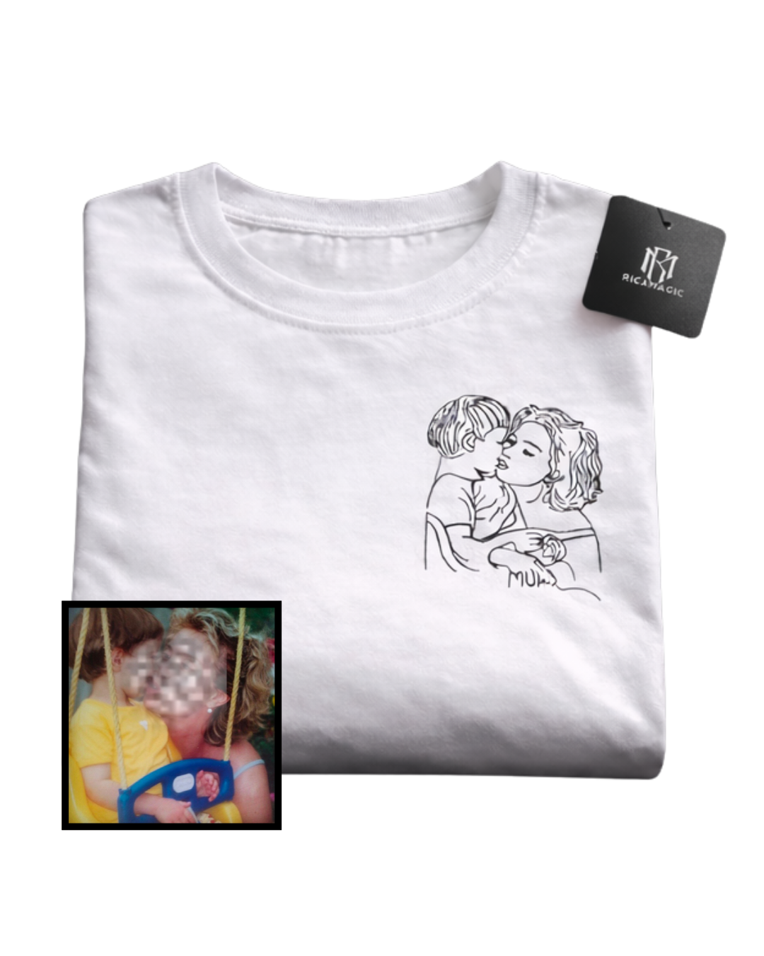 T SHIRT MANICHE CORTE GIRO COLLO RICAMO STILIZZATO