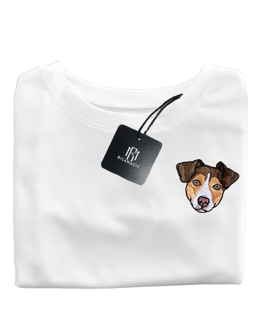 T shirt short sleeves lap neck neck full embroidery